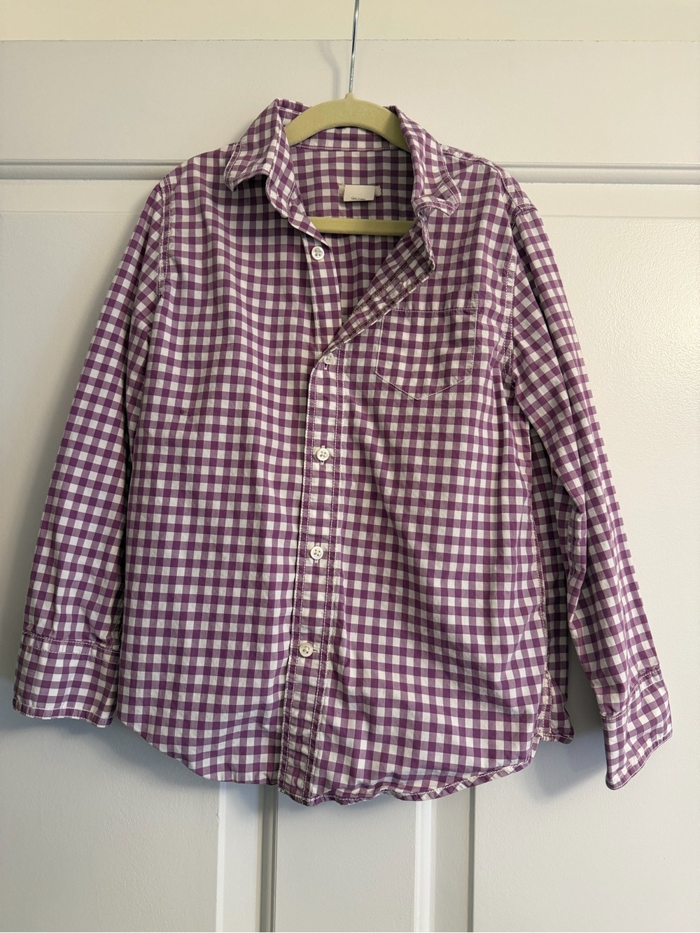 Crewcuts Purple Gingham Button-Up Shirt- size 6/7